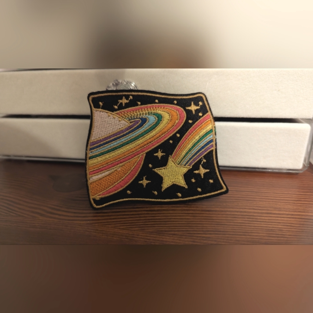 Free Embroidered Iron On Patch-Space Saturn